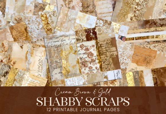 Download Shabby Journal Patterns Cream Brown Gold - Premium Bundle