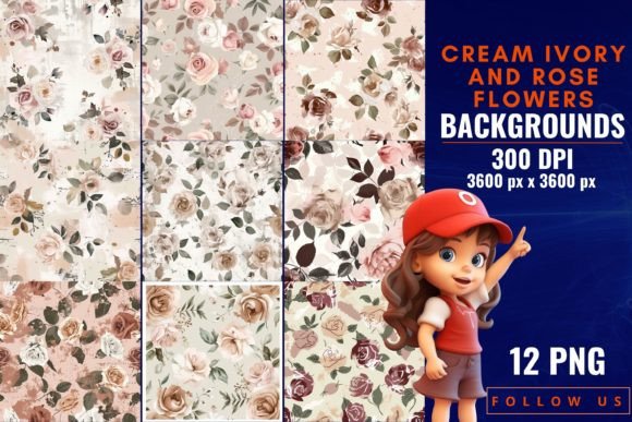 Download CREAM IVORY and ROSE FLOWERS BACKGROUNDS - Premium Resources